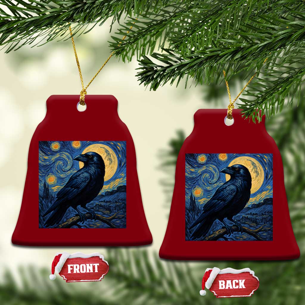 Starry Night Raven Moon Van Gogh Ceramic Ornament - Wonder Print Shop