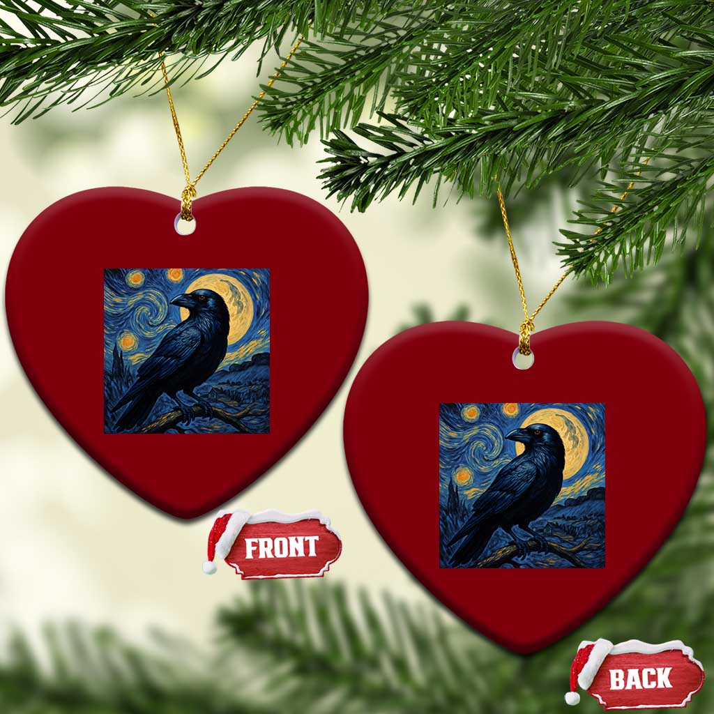 Starry Night Raven Moon Van Gogh Ceramic Ornament - Wonder Print Shop
