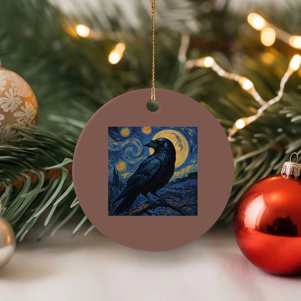 Starry Night Raven Moon Van Gogh Ceramic Ornament - Wonder Print Shop