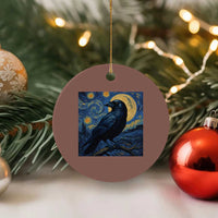 Starry Night Raven Moon Van Gogh Ceramic Ornament - Wonder Print Shop