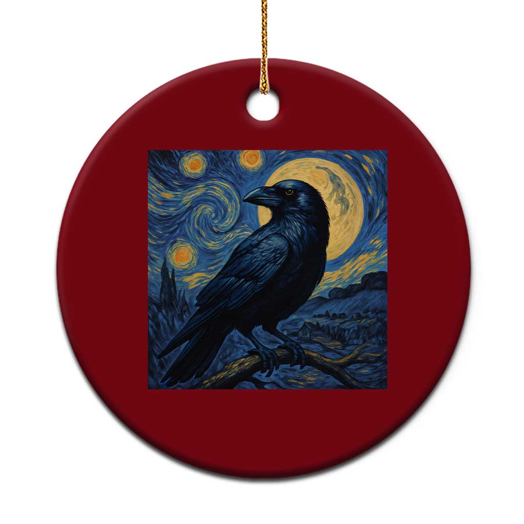 Starry Night Raven Moon Van Gogh Ceramic Ornament - Wonder Print Shop