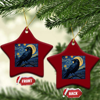 Starry Night Raven Moon Van Gogh Ceramic Ornament - Wonder Print Shop