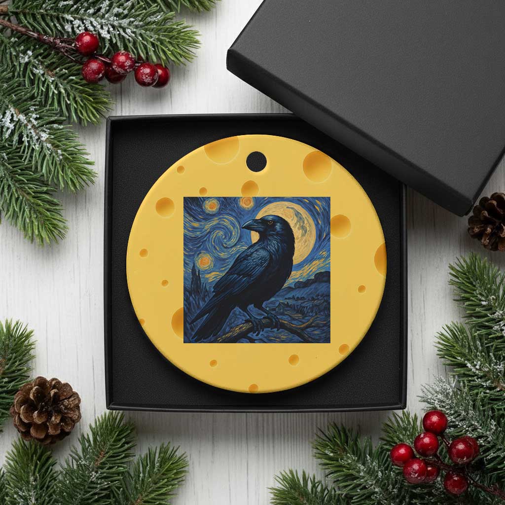 Starry Night Raven Moon Van Gogh Ceramic Ornament - Wonder Print Shop