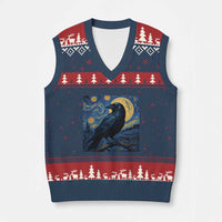 Starry Night Raven Moon Van Gogh V-Neck Knit Sweater Vest - Wonder Print Shop
