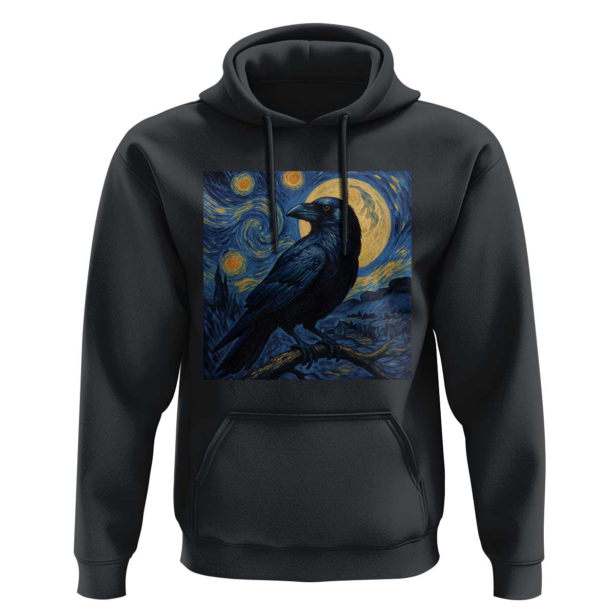 Starry Night Raven Moon Van Gogh Hoodie - Wonder Print Shop