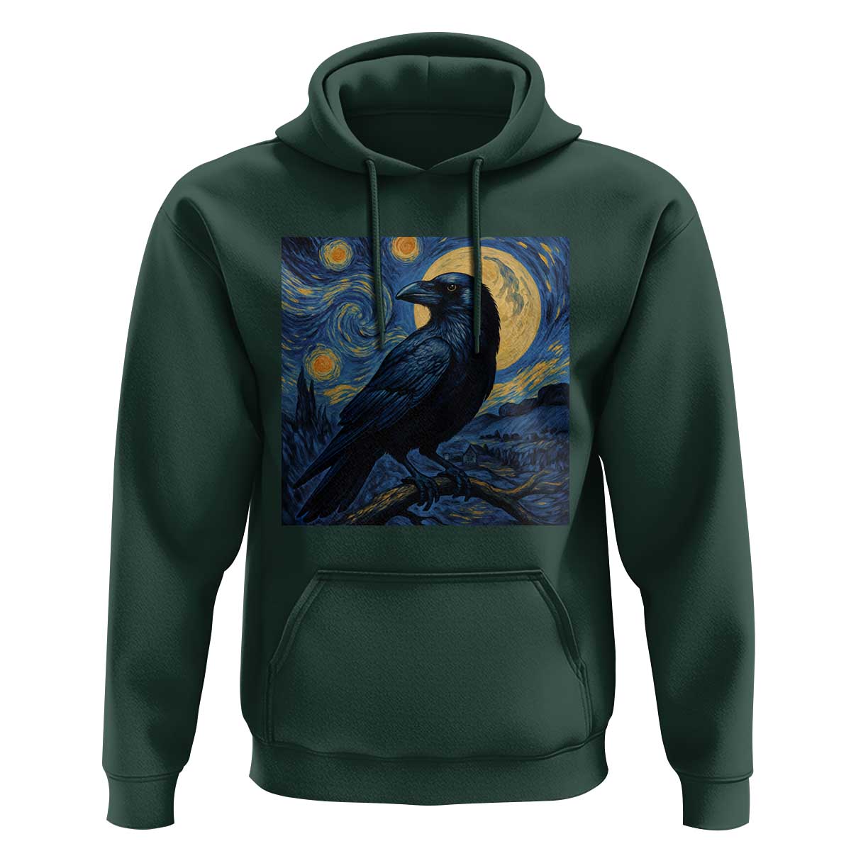 Starry Night Raven Moon Van Gogh Hoodie - Wonder Print Shop