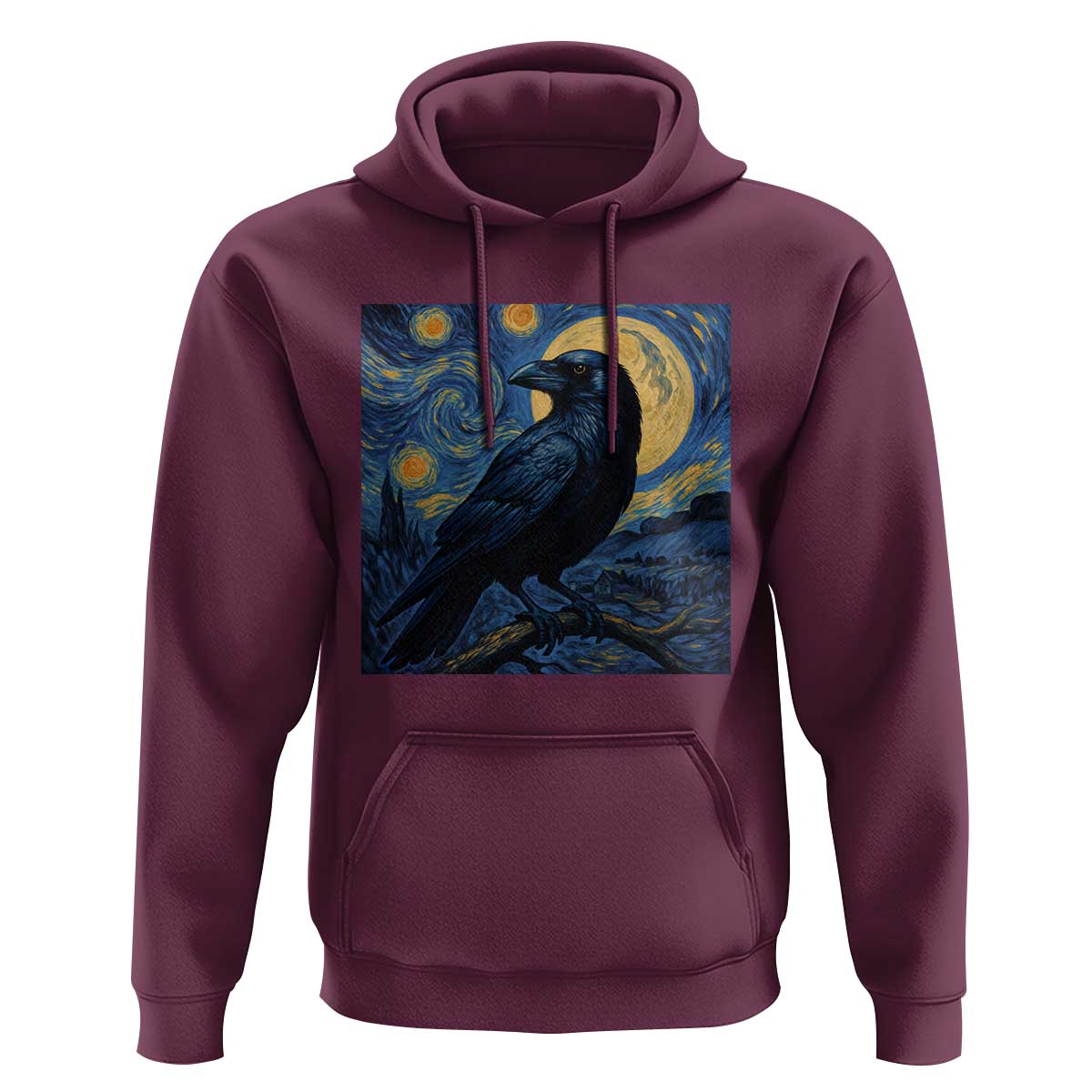 Starry Night Raven Moon Van Gogh Hoodie - Wonder Print Shop