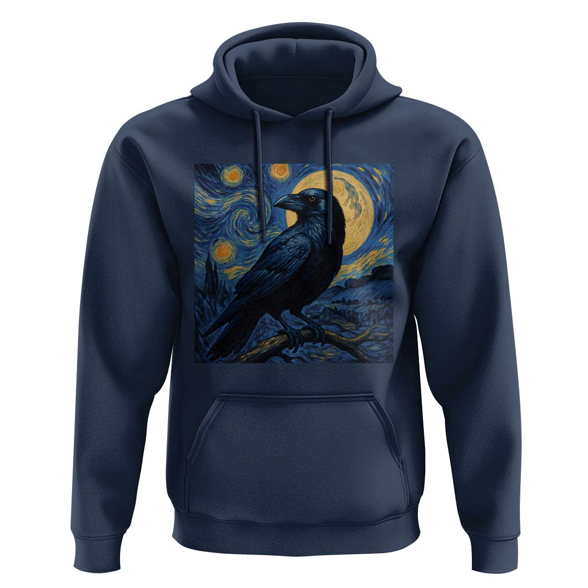 Starry Night Raven Moon Van Gogh Hoodie - Wonder Print Shop