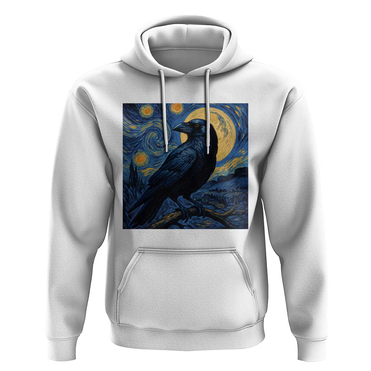 Starry Night Raven Moon Van Gogh Hoodie - Wonder Print Shop