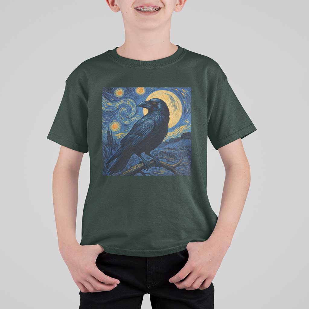 Starry Night Raven Moon Van Gogh T Shirt For Kid - Wonder Print Shop