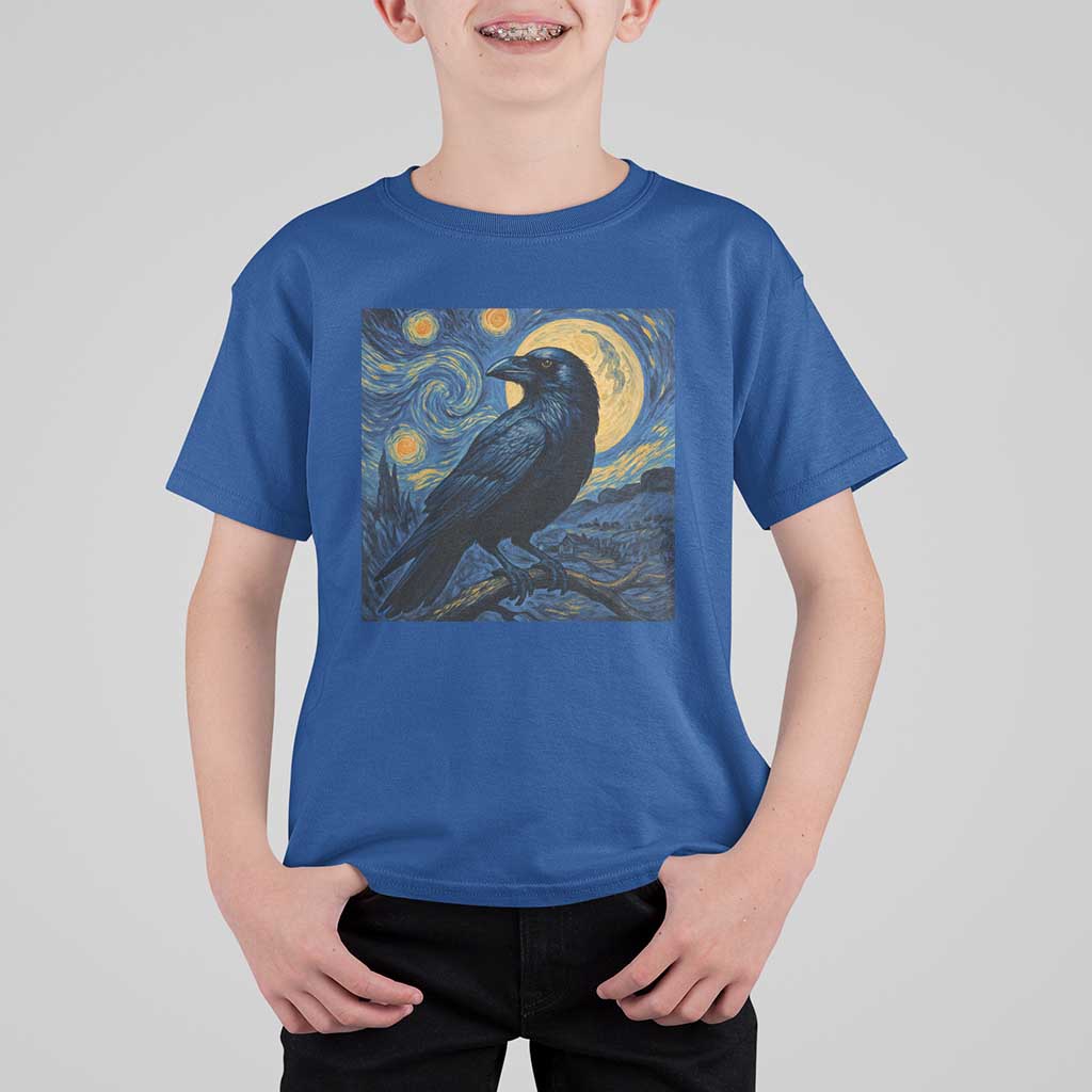 Starry Night Raven Moon Van Gogh T Shirt For Kid - Wonder Print Shop