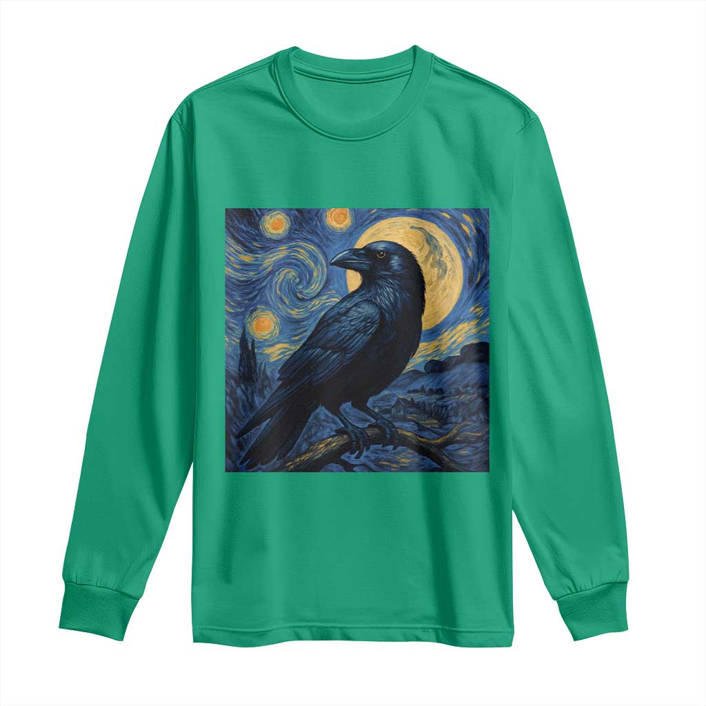 Starry Night Raven Moon Van Gogh Long Sleeve Shirt - Wonder Print Shop