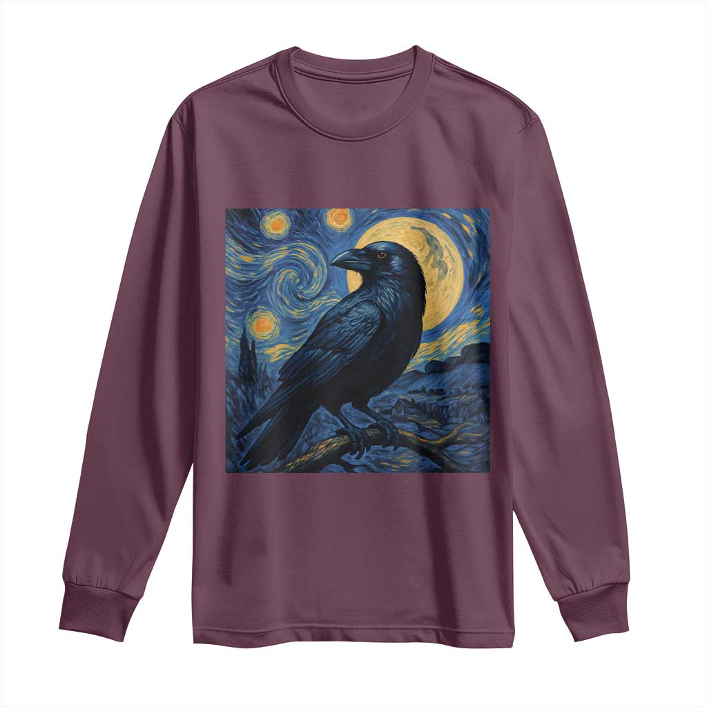 Starry Night Raven Moon Van Gogh Long Sleeve Shirt - Wonder Print Shop