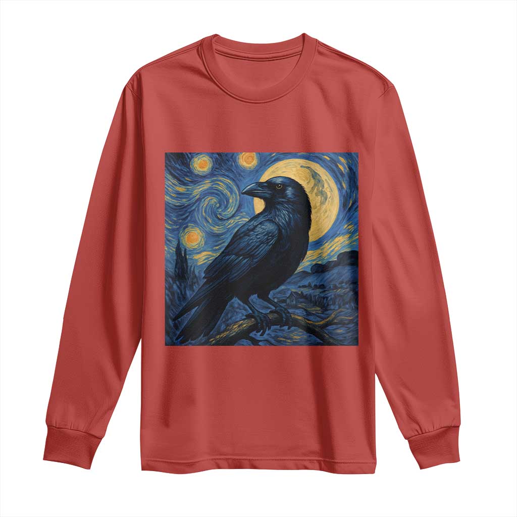 Starry Night Raven Moon Van Gogh Long Sleeve Shirt - Wonder Print Shop