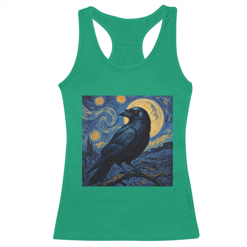 Starry Night Raven Moon Van Gogh Racerback Tank Top - Wonder Print Shop