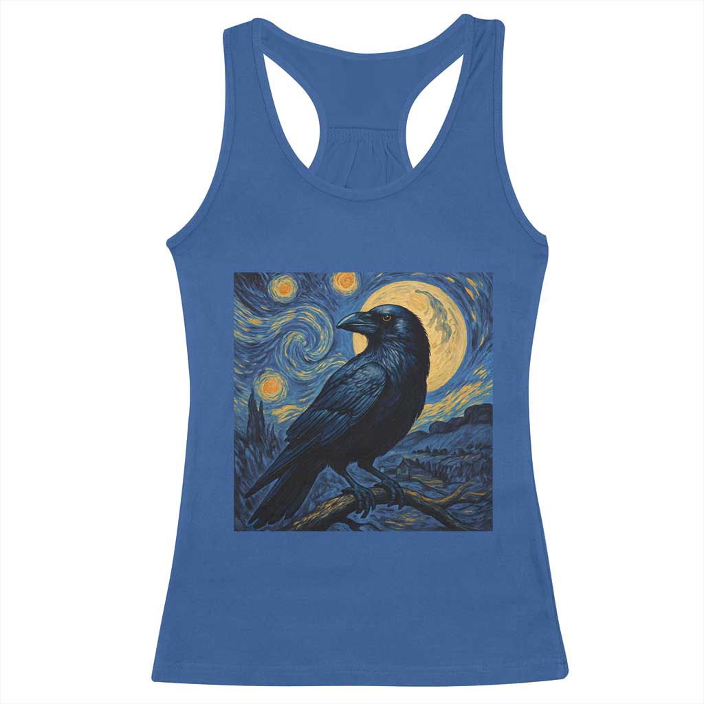 Starry Night Raven Moon Van Gogh Racerback Tank Top - Wonder Print Shop