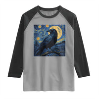 Starry Night Raven Moon Van Gogh Raglan Shirt - Wonder Print Shop