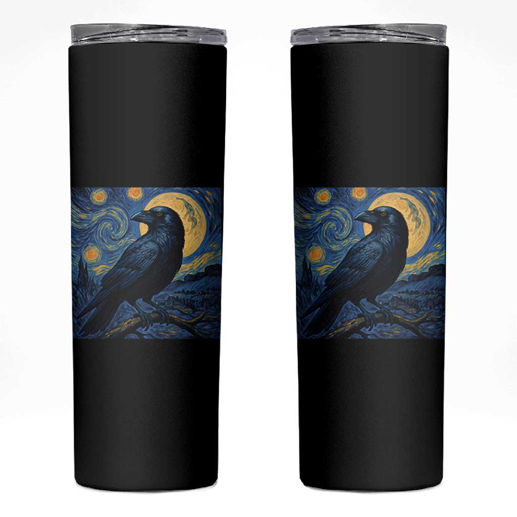 Starry Night Raven Moon Van Gogh Skinny Tumbler - Wonder Print Shop