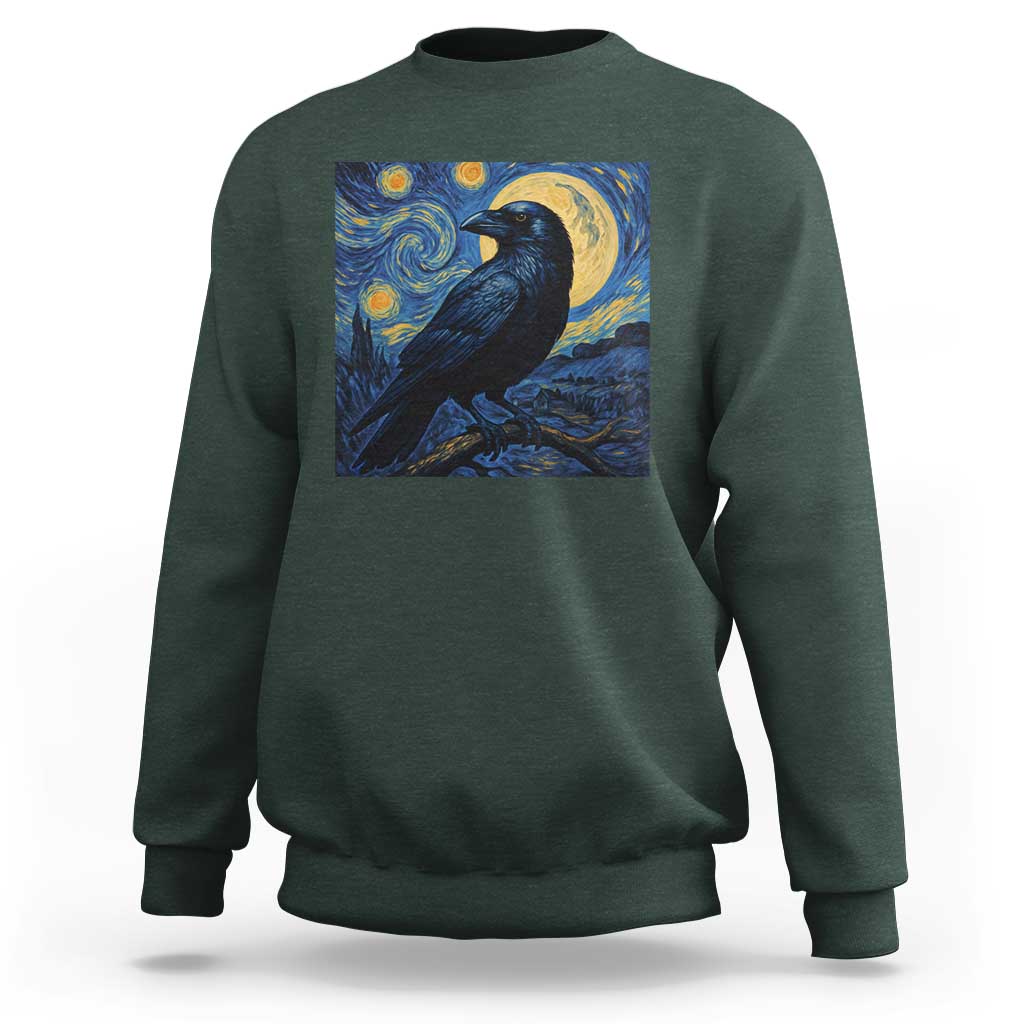 Starry Night Raven Moon Van Gogh Sweatshirt - Wonder Print Shop