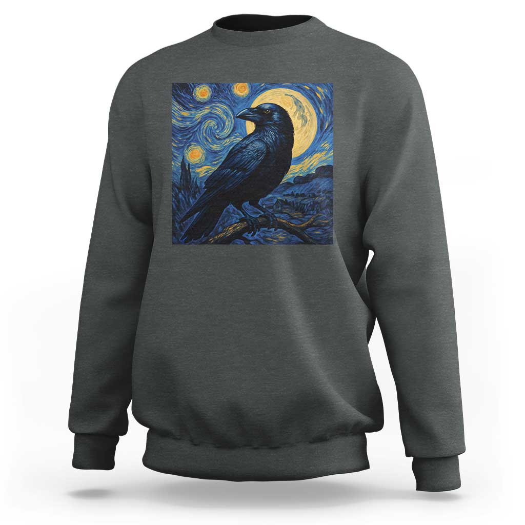Starry Night Raven Moon Van Gogh Sweatshirt - Wonder Print Shop