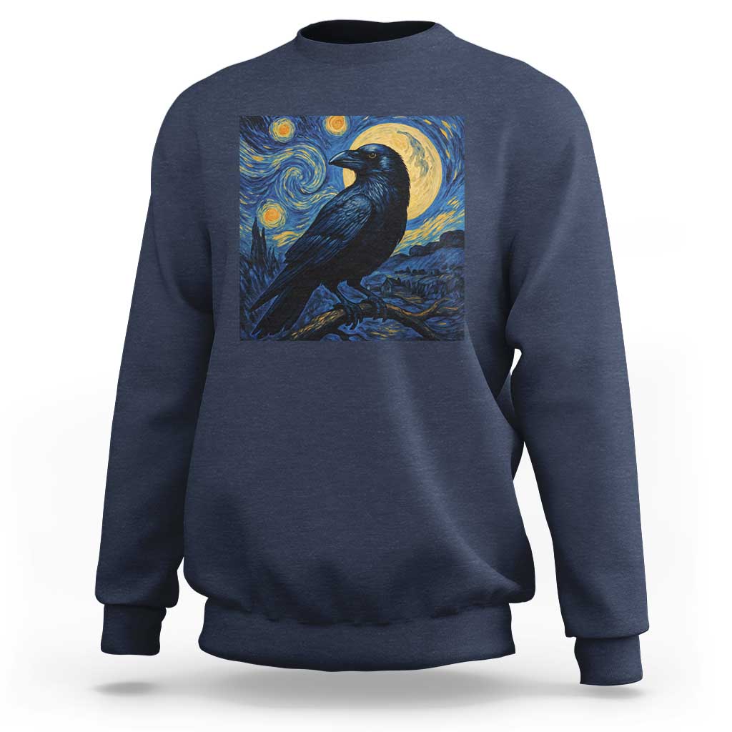 Starry Night Raven Moon Van Gogh Sweatshirt - Wonder Print Shop