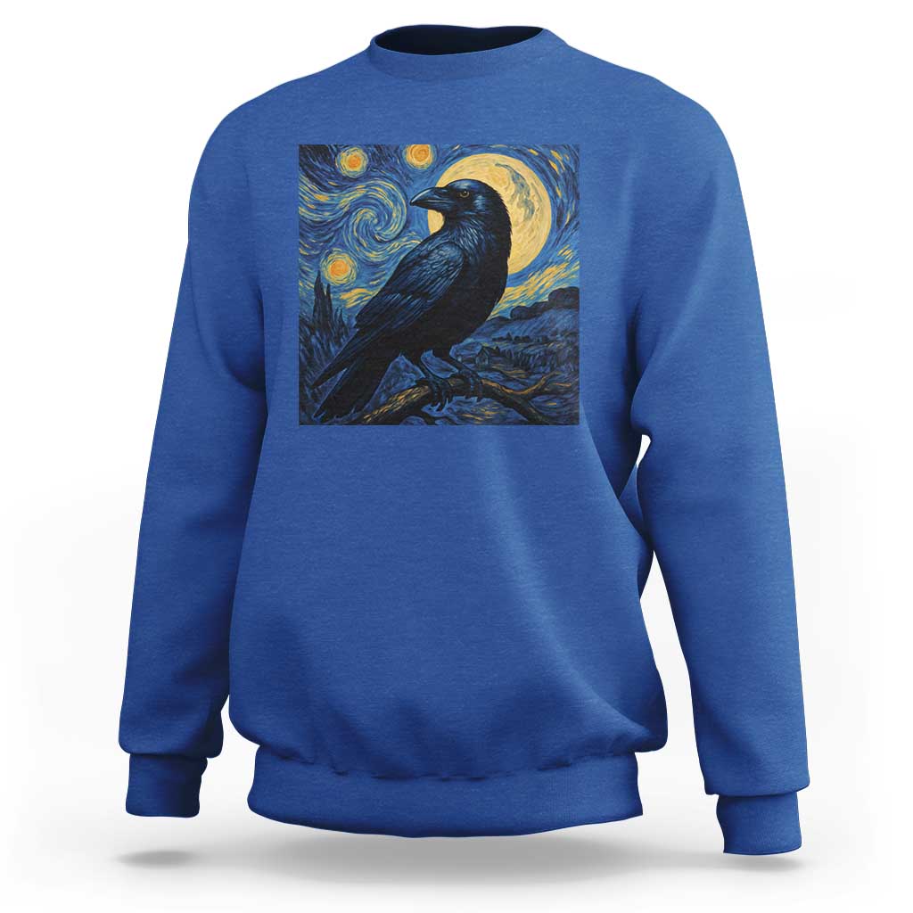 Starry Night Raven Moon Van Gogh Sweatshirt - Wonder Print Shop
