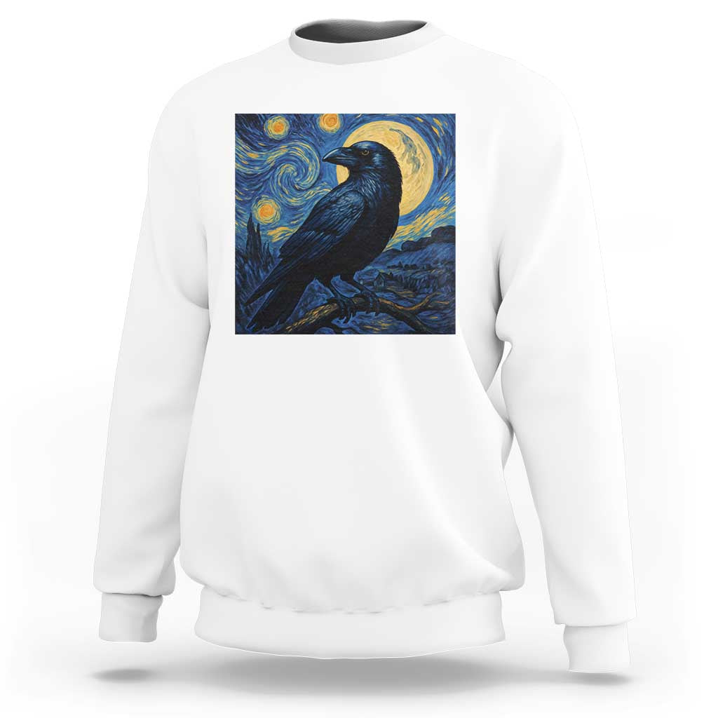 Starry Night Raven Moon Van Gogh Sweatshirt - Wonder Print Shop
