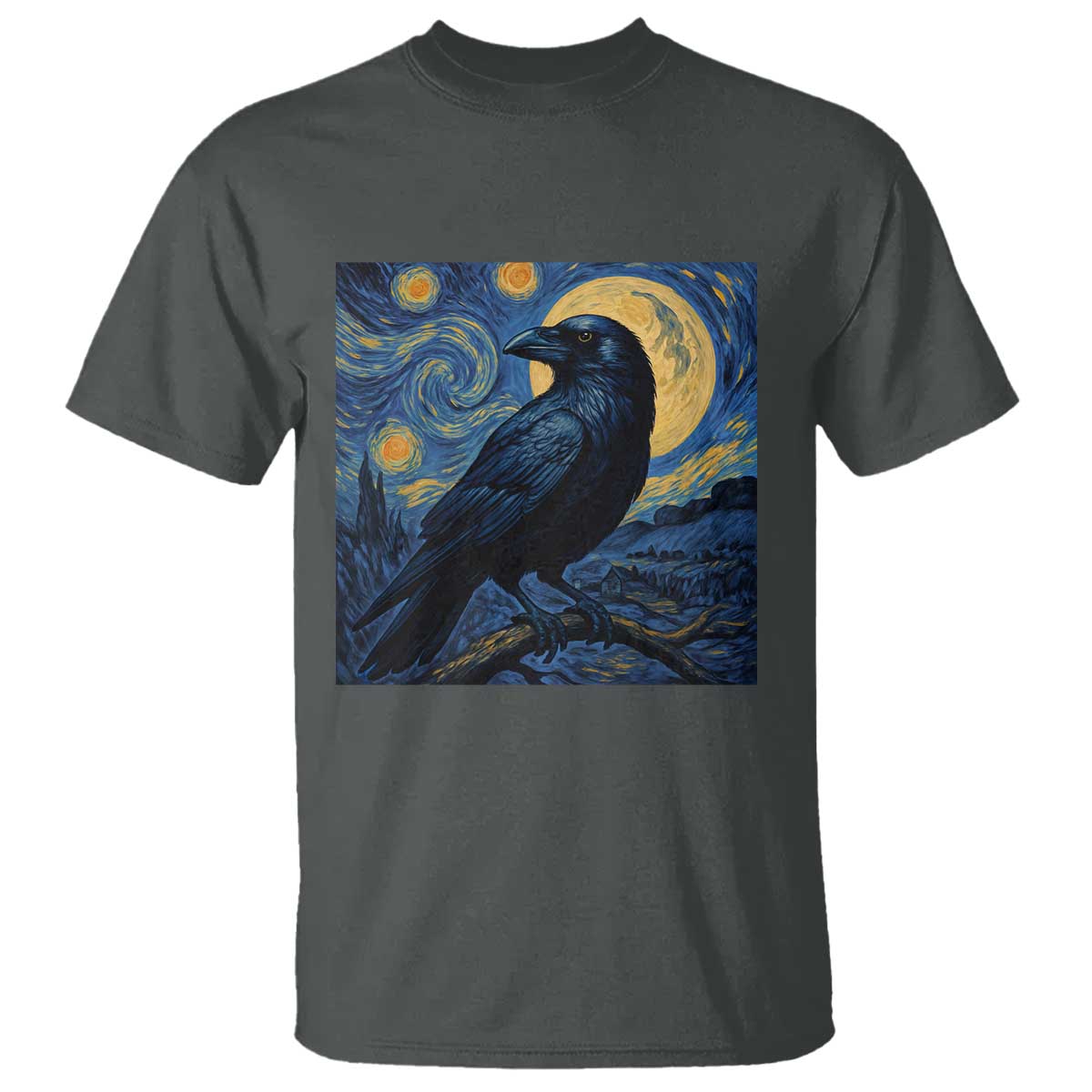 Starry Night Raven Moon Van Gogh T Shirt - Wonder Print Shop