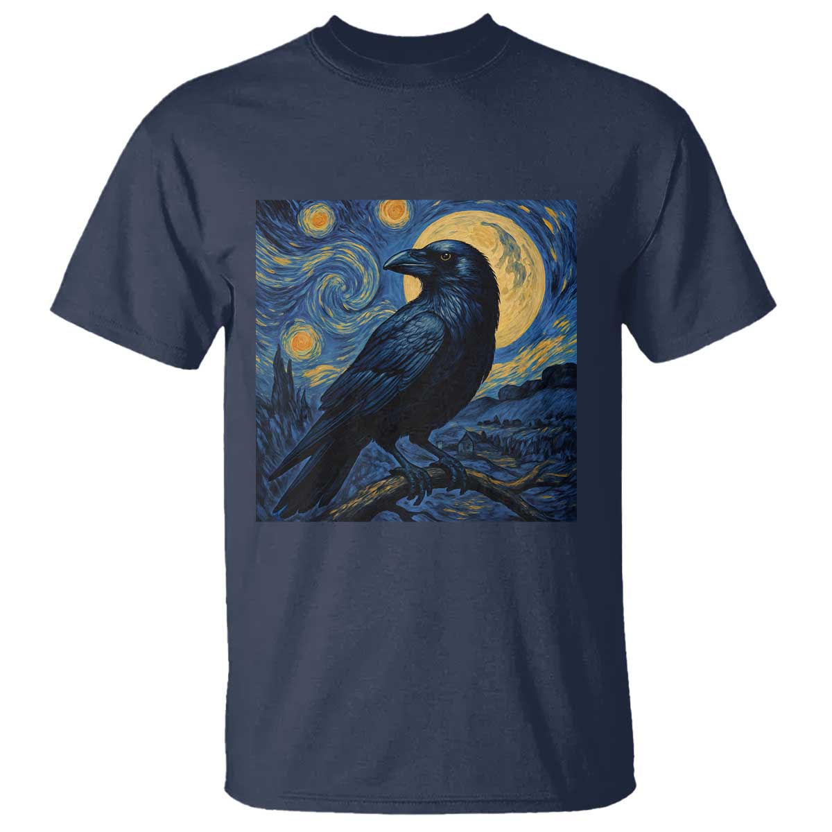 Starry Night Raven Moon Van Gogh T Shirt - Wonder Print Shop