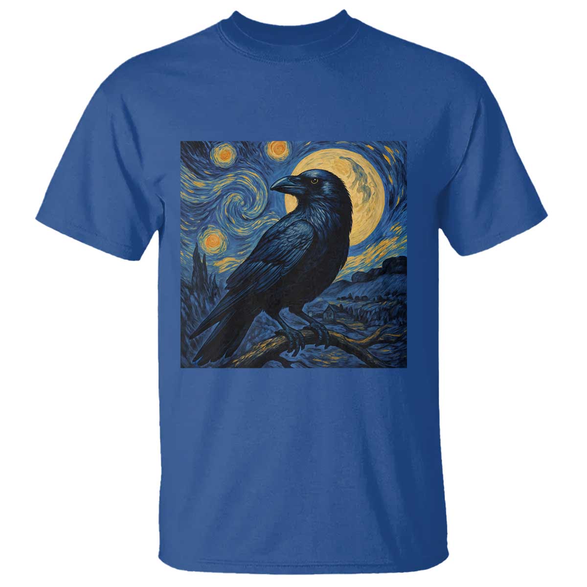 Starry Night Raven Moon Van Gogh T Shirt - Wonder Print Shop