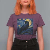 Starry Night Raven Moon Van Gogh T Shirt For Women - Wonder Print Shop