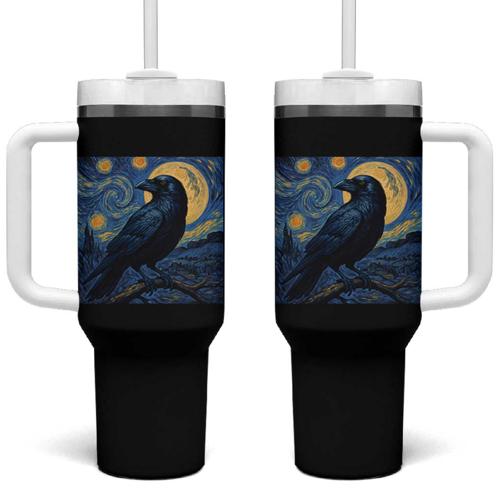 Starry Night Raven Moon Van Gogh Tumbler With Handle - Wonder Print Shop