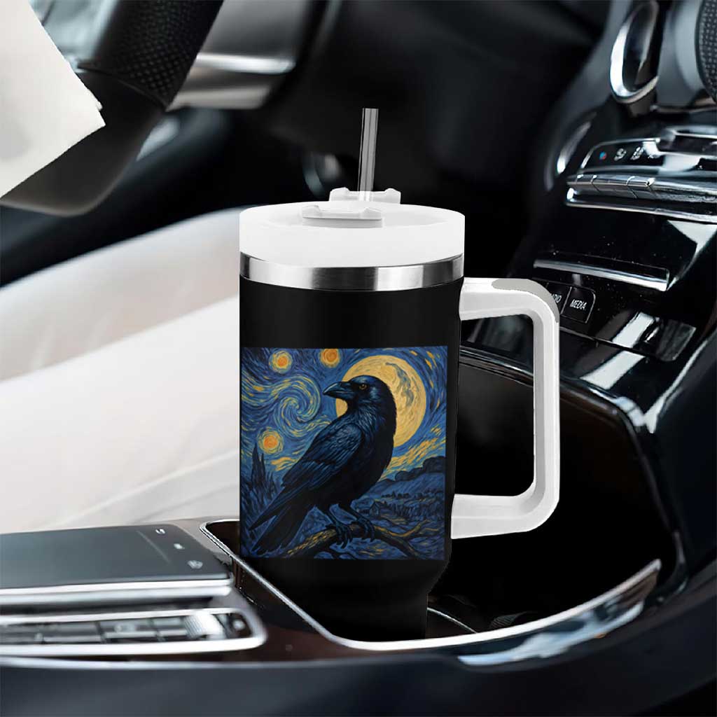 Starry Night Raven Moon Van Gogh Tumbler With Handle - Wonder Print Shop