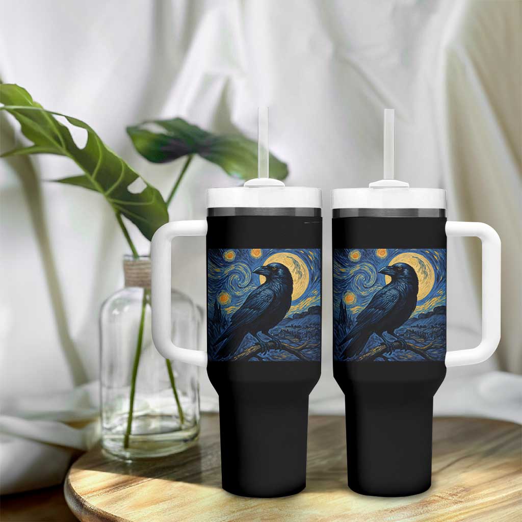 Starry Night Raven Moon Van Gogh Tumbler With Handle - Wonder Print Shop