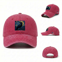 Starry Night Raven Moon Van Gogh Washed Cotton Baseball Cap