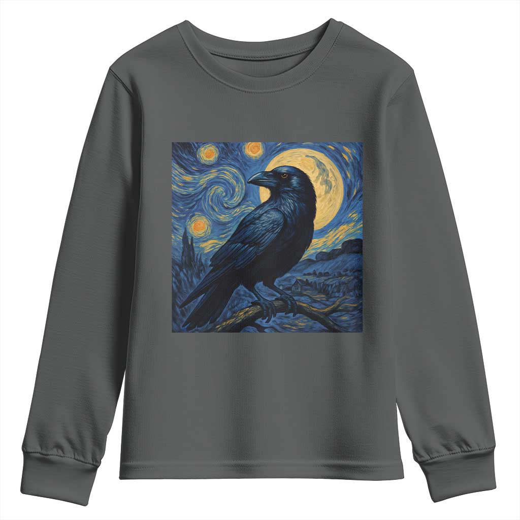 Starry Night Raven Moon Van Gogh Youth Sweatshirt - Wonder Print Shop