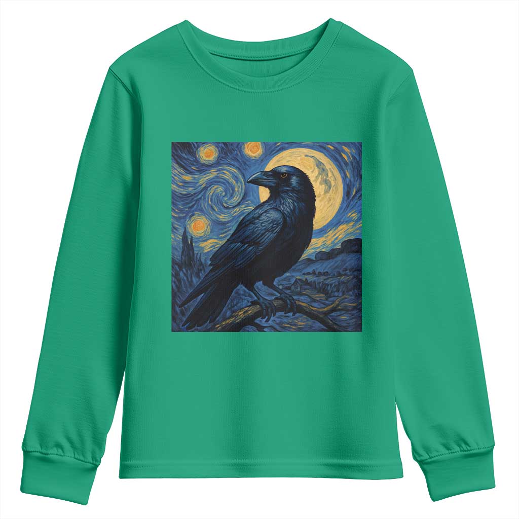 Starry Night Raven Moon Van Gogh Youth Sweatshirt - Wonder Print Shop