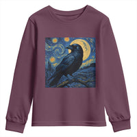 Starry Night Raven Moon Van Gogh Youth Sweatshirt - Wonder Print Shop