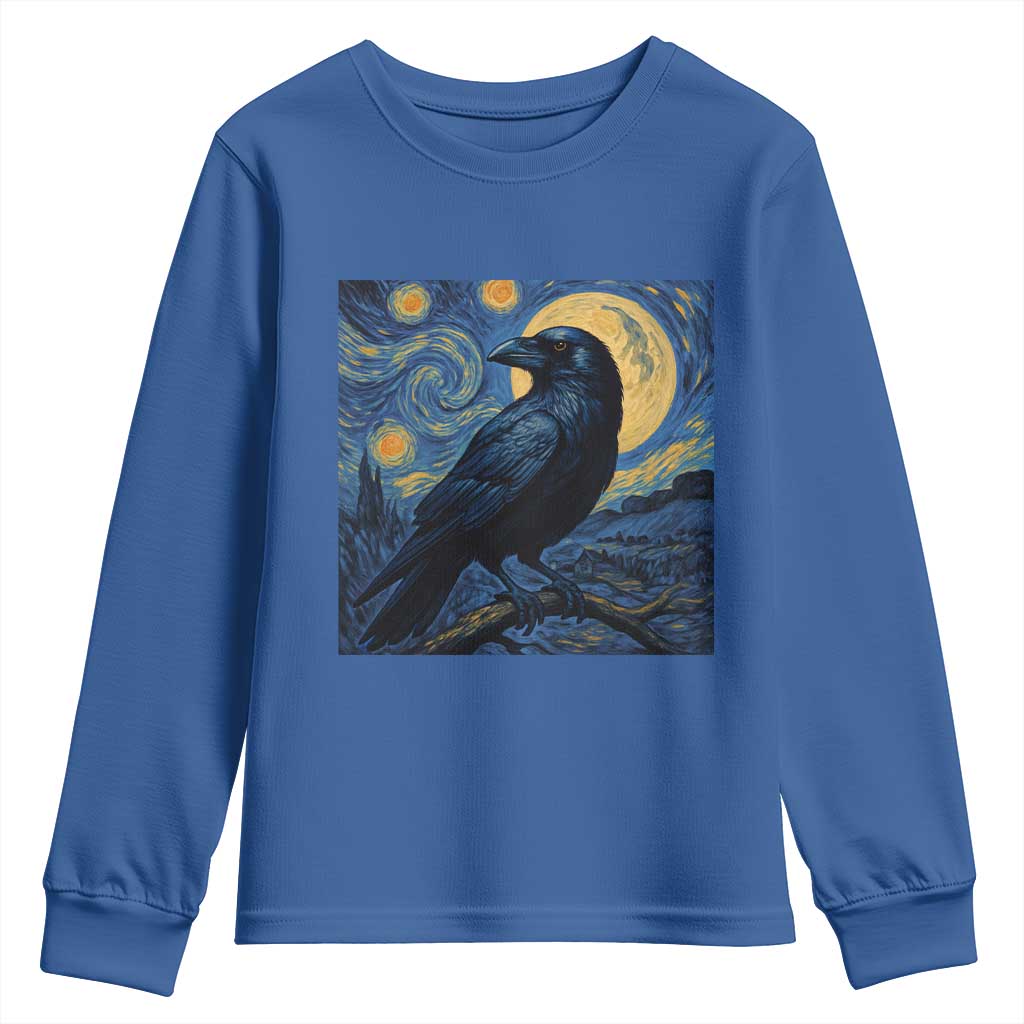 Starry Night Raven Moon Van Gogh Youth Sweatshirt - Wonder Print Shop
