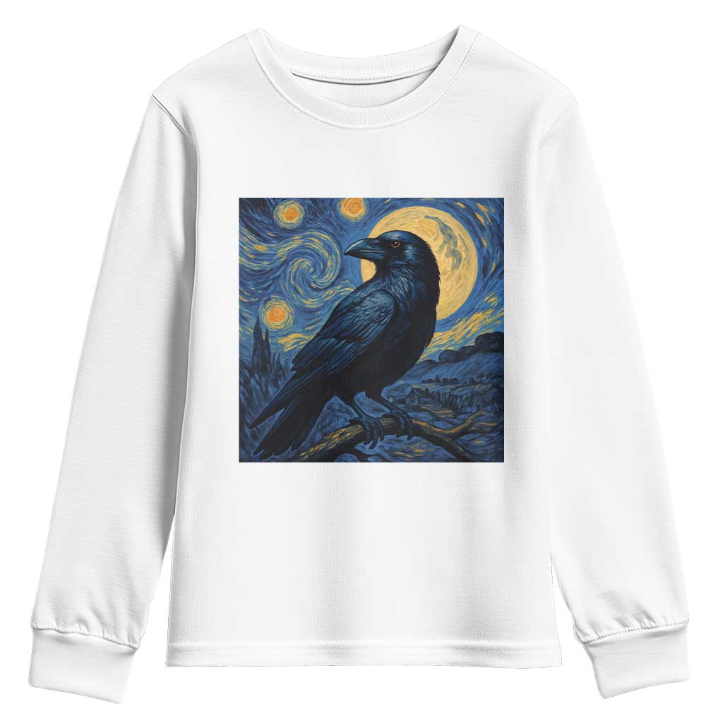 Starry Night Raven Moon Van Gogh Youth Sweatshirt - Wonder Print Shop