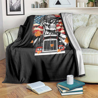 Patriotic Trucker Skeleton American Flag Throw Blanket - Wonder Print Shop