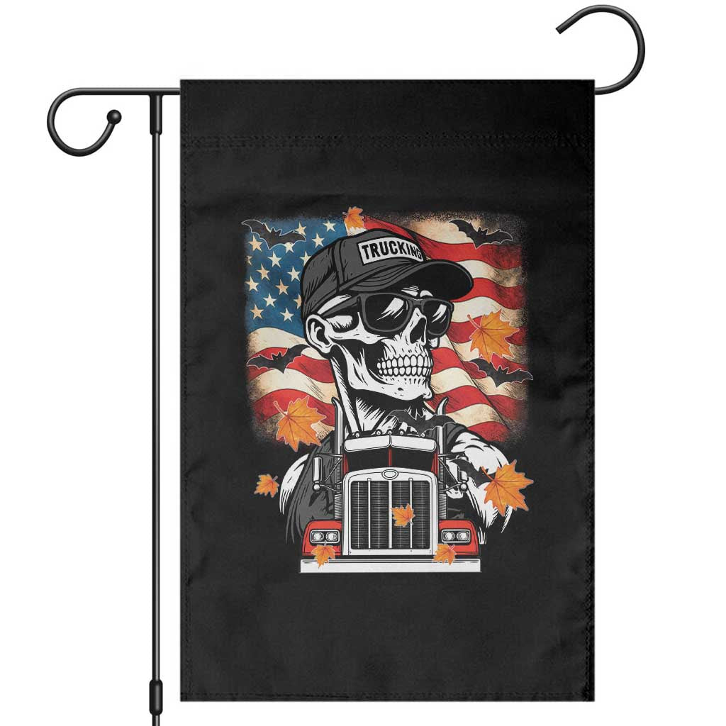 Patriotic Trucker Skeleton American Flag Garden Flag - Wonder Print Shop