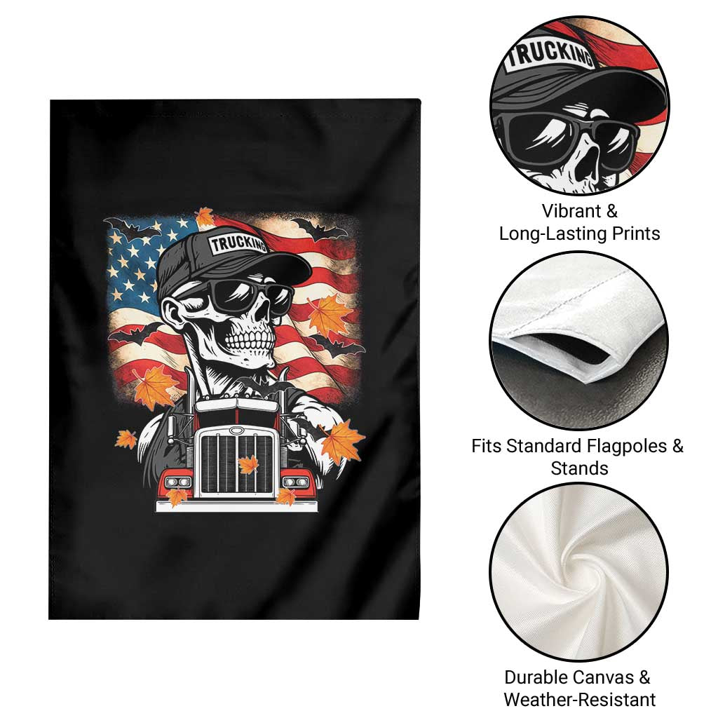 Patriotic Trucker Skeleton American Flag Garden Flag - Wonder Print Shop