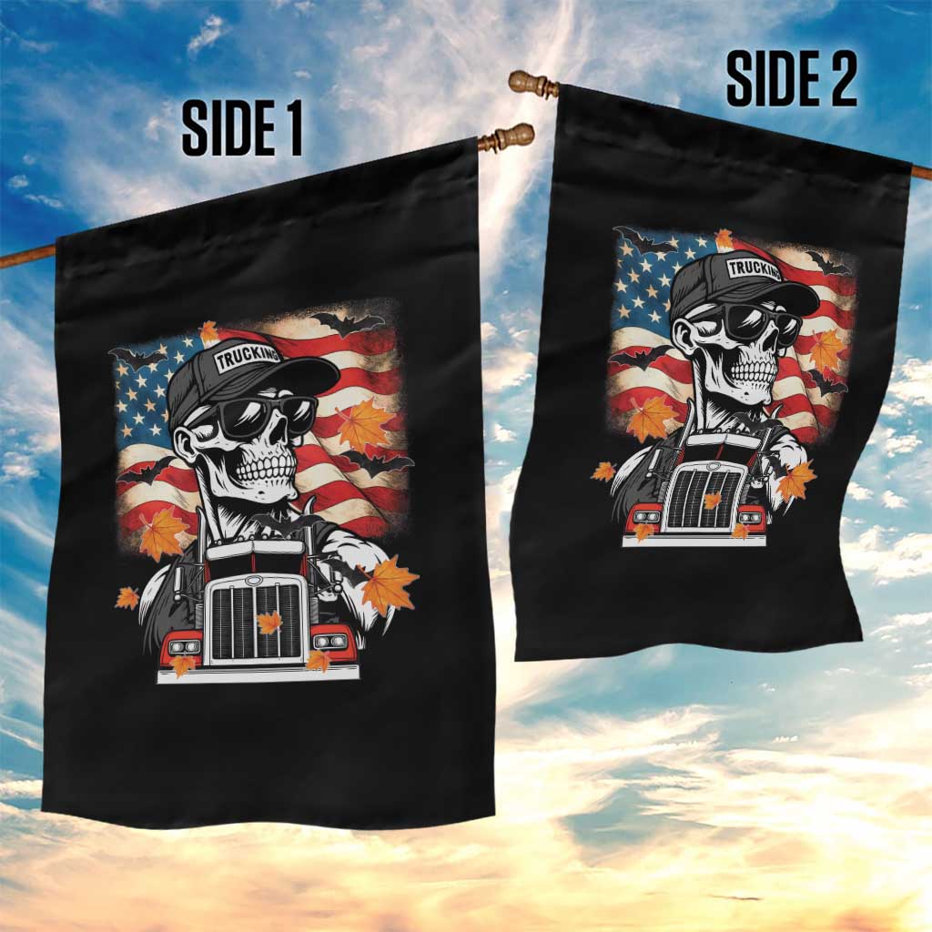 Patriotic Trucker Skeleton American Flag Garden Flag - Wonder Print Shop