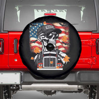 Patriotic Trucker Skeleton American Flag Spare Tire Cover - Wonder Print Shop