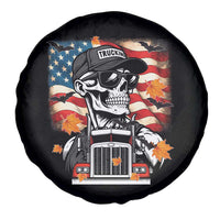 Patriotic Trucker Skeleton American Flag Spare Tire Cover - Wonder Print Shop