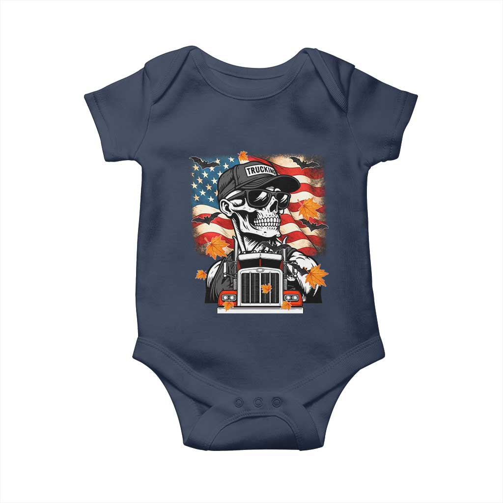 Patriotic Trucker Skeleton American Flag Baby Onesie - Wonder Print Shop