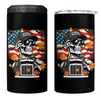 Patriotic Trucker Skeleton American Flag 4 in 1 Can Cooler Tumbler - Wonder Print Shop