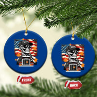 Patriotic Trucker Skeleton American Flag Ceramic Ornament - Wonder Print Shop