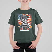 Patriotic Trucker Skeleton American Flag T Shirt For Kid - Wonder Print Shop